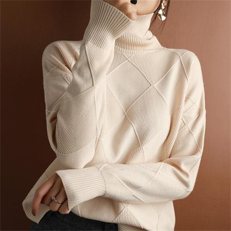 💃Cardigan ample en cachemire à col roulé💞