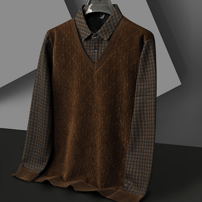 ✨Pull tricoté à revers en deux pièces pour homme