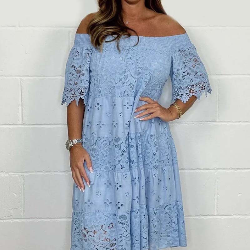 🔥Soldes d'été : 50 % de réduction 😍 Robe bustier en patchwork ajourée, avec dentelle faite main