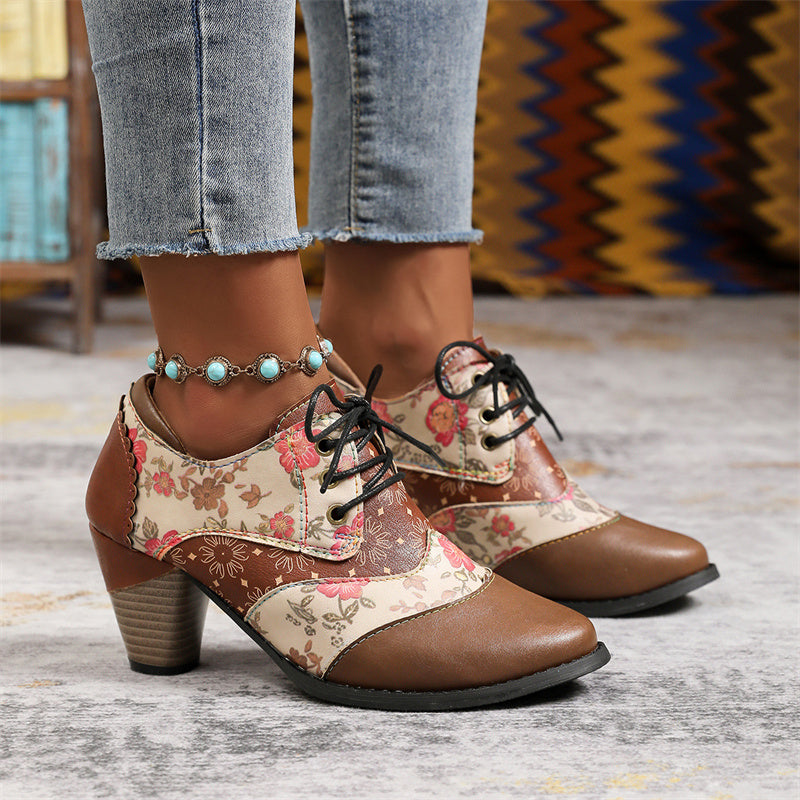 Chaussures Oxford à Talon Bloc pour Femme – à Bout Ailé