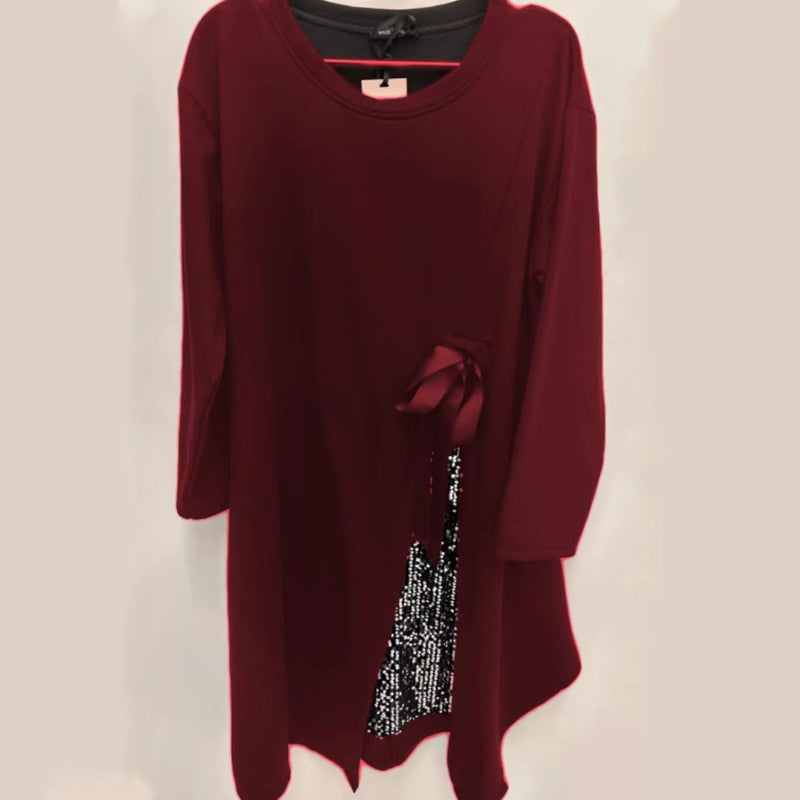 Robe à manches longues pour femme avec empiècement à paillettes