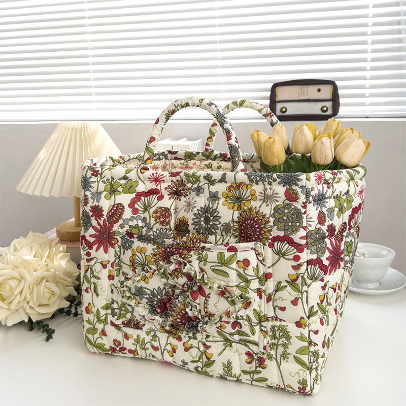 🌸 Panier de rangement portable en tissu floral : élégance vintage et praticité combinées ! 🌟