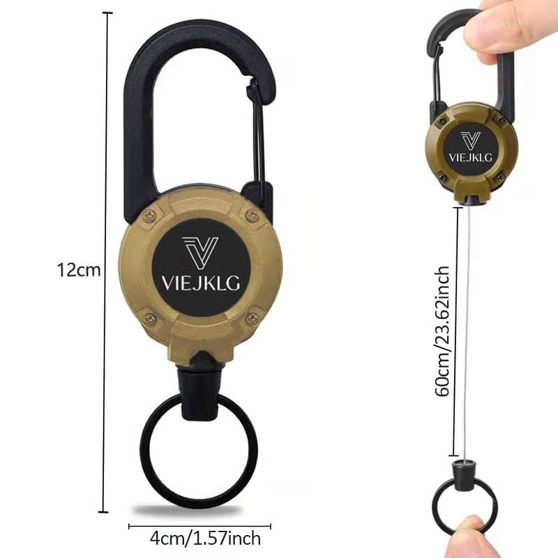 🔑🎁 OFFRE SPÉCIALE 14.99€ (2 POUR LE PRIX D'1) ! Mousqueton Porte-clés Rétractable 65 cm – 100 000 Cycles, Léger, Parfait pour Randonnée & Quotidien 🧗♂️