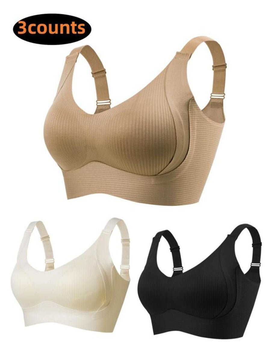🎁Achetez 1 et obtenez 3 paquets💕Soutien-gorge push-up côtelé pour femmes, réglable et sans fil
