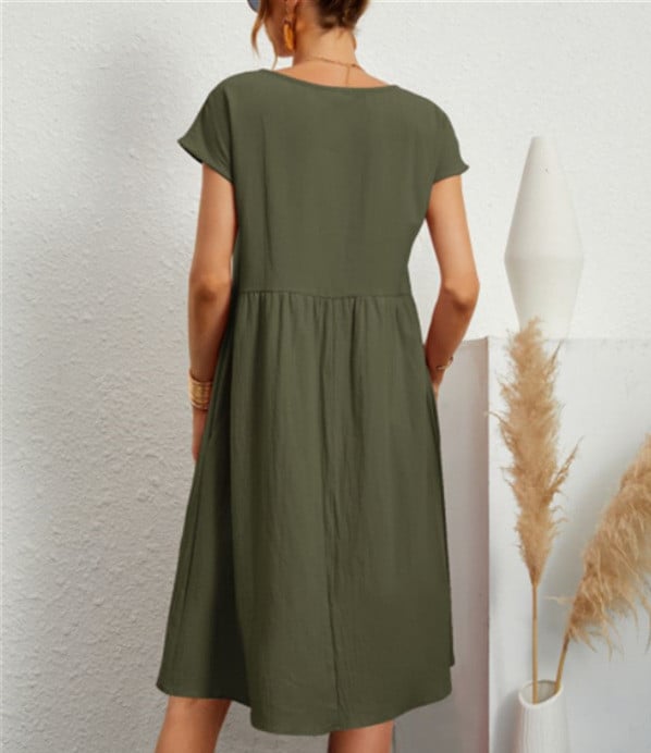 🔥ACHETEZ 2 ET OBTENEZ 8% DE RÉDUCTION💝Robe en coton sans manches à poches de couleur unie