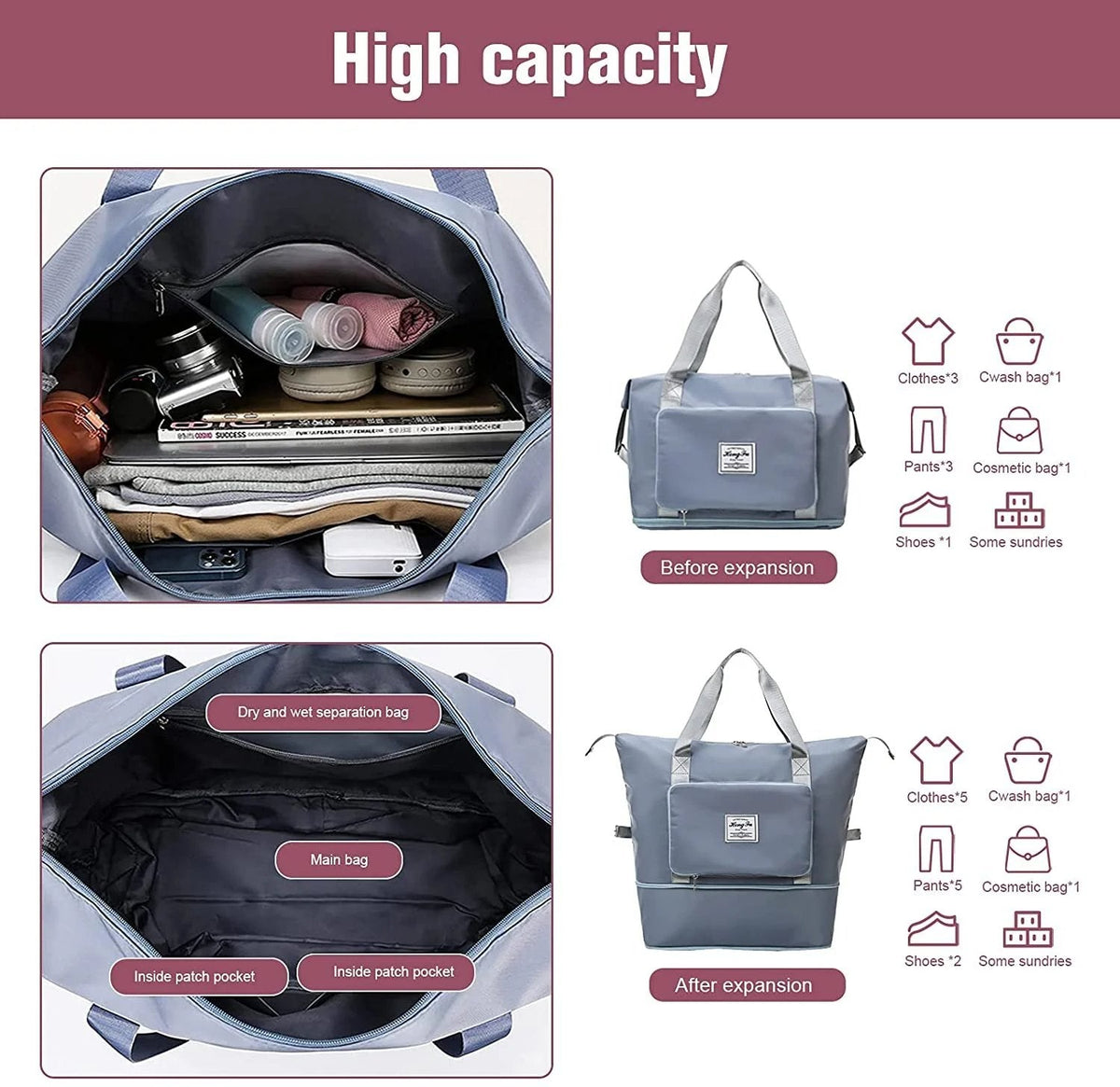 🔥49% DE RÉDUCTION - Sac de voyage pliable de grande capacité