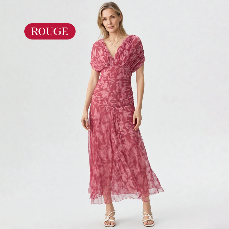 🎁  Vente chaude 55% de réduction 🔥 Robe imprimée à col V hors épaule pour femmes