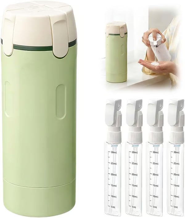 ✨50 % DE RÉDUCTION !!🧴Flacons distributeurs rechargeables 4 en 1 pour le voyage – Compact, étanche & ultra-pratique