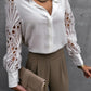 Chemise femme manches longues avec dentelle ajourée
