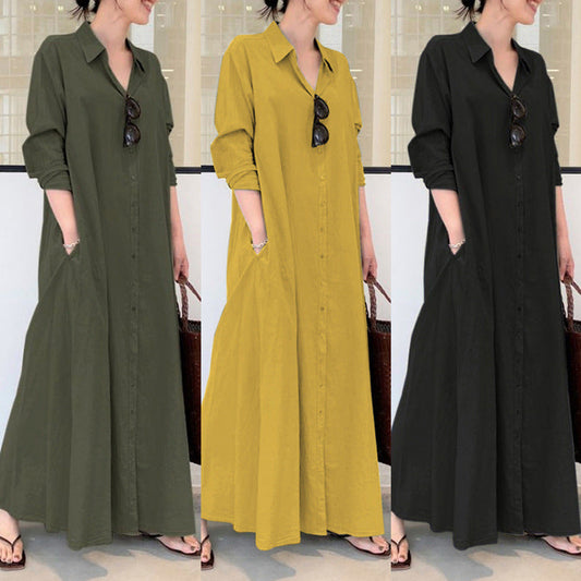 Robe à manches longues, simple et colorée ✈️ Free Shipping