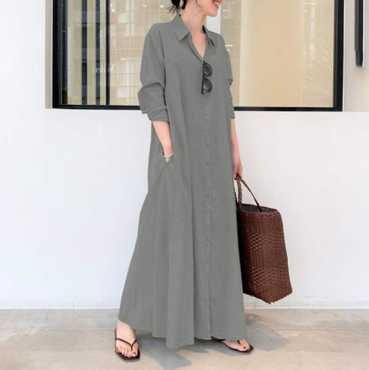 Robe à manches longues, simple et colorée ✈️ Free Shipping