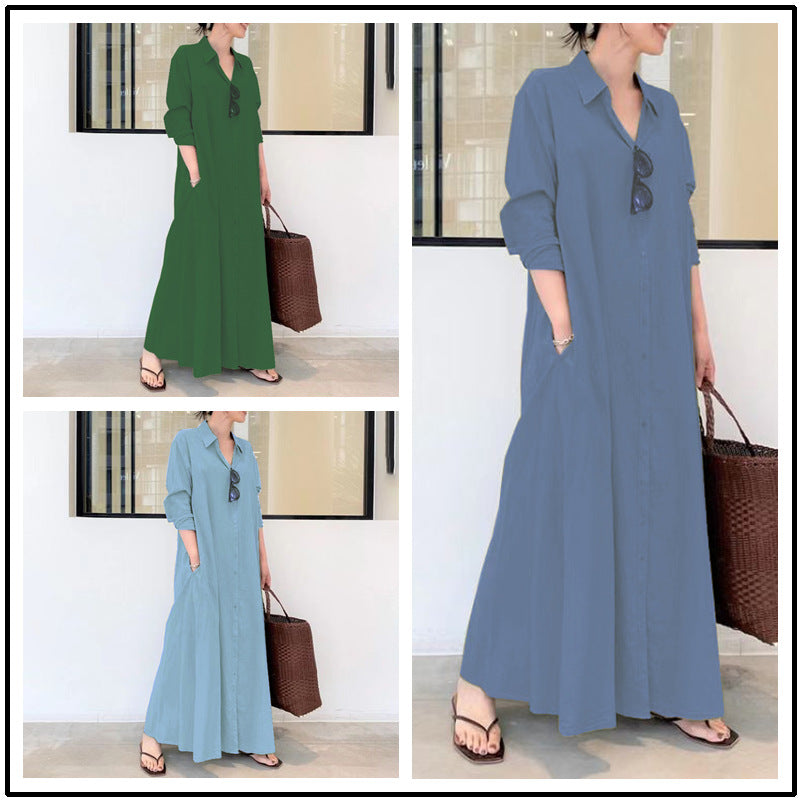 Robe à manches longues, simple et colorée ✈️ Free Shipping