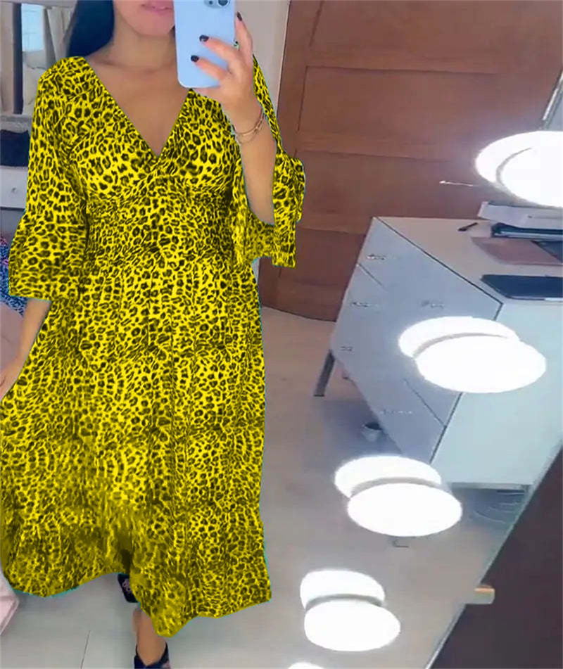 🔥VENTE DU DERNIER JOUR 50% DE RÉDUCTION🔥 Robe enveloppante en coton à motif léopard pour femme