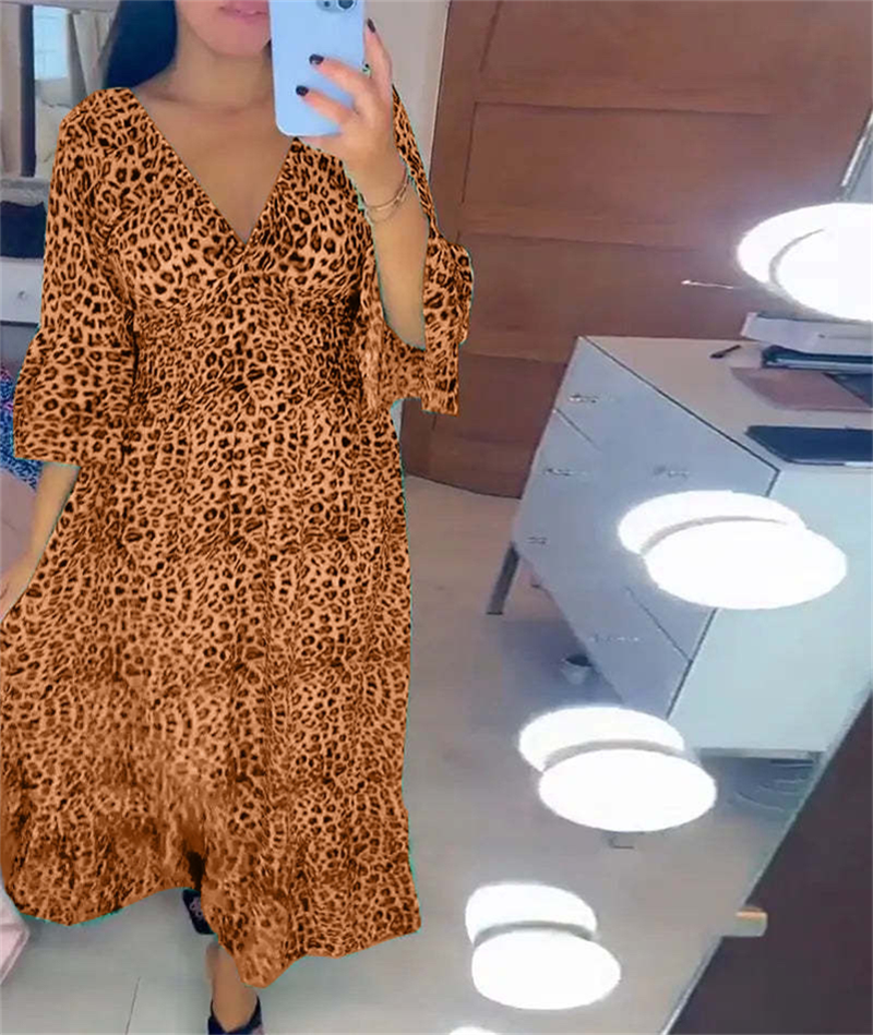 🔥VENTE DU DERNIER JOUR 50% DE RÉDUCTION🔥 Robe enveloppante en coton à motif léopard pour femme