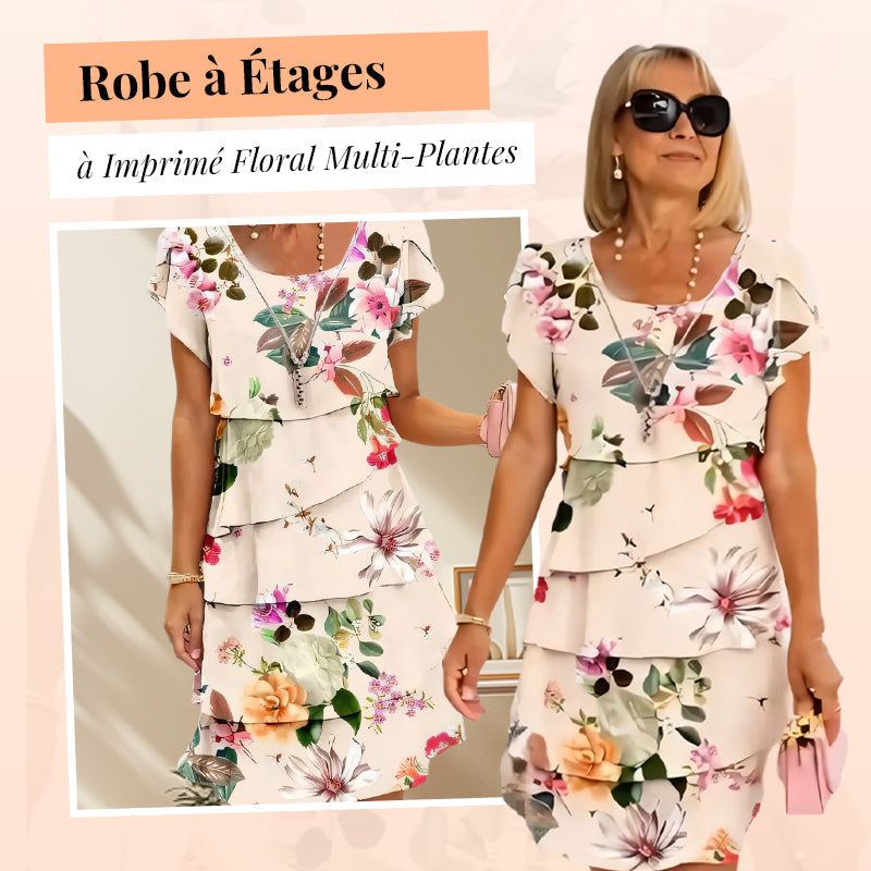 ✨️Nouveau produit✨️Robe en cascade à imprimé floral multi-végétal