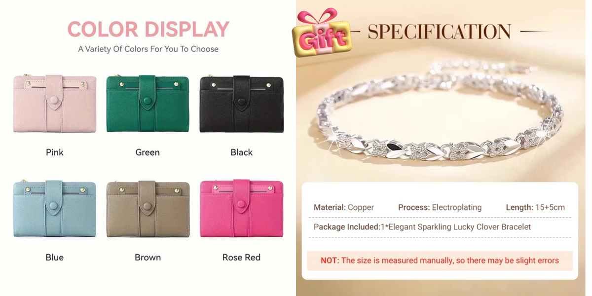 🔥Hot Sale😍Portefeuille multi-compartiments en cuir pour femme avec porte-cartes (achetez-en 1 et obtenez-en 1 gratuit)