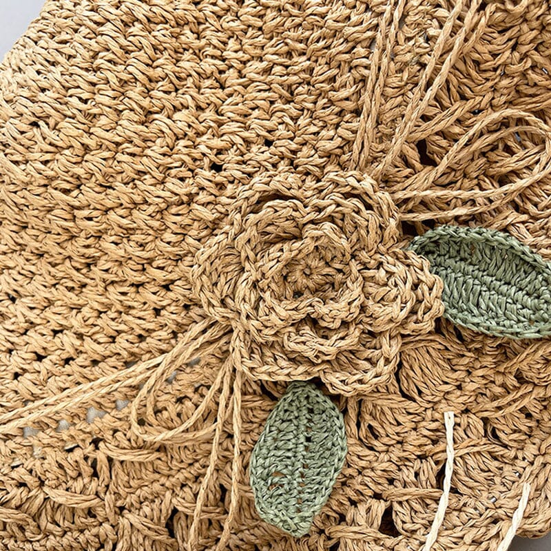 👒Élégant chapeau de paille au crochet avec détails à volants