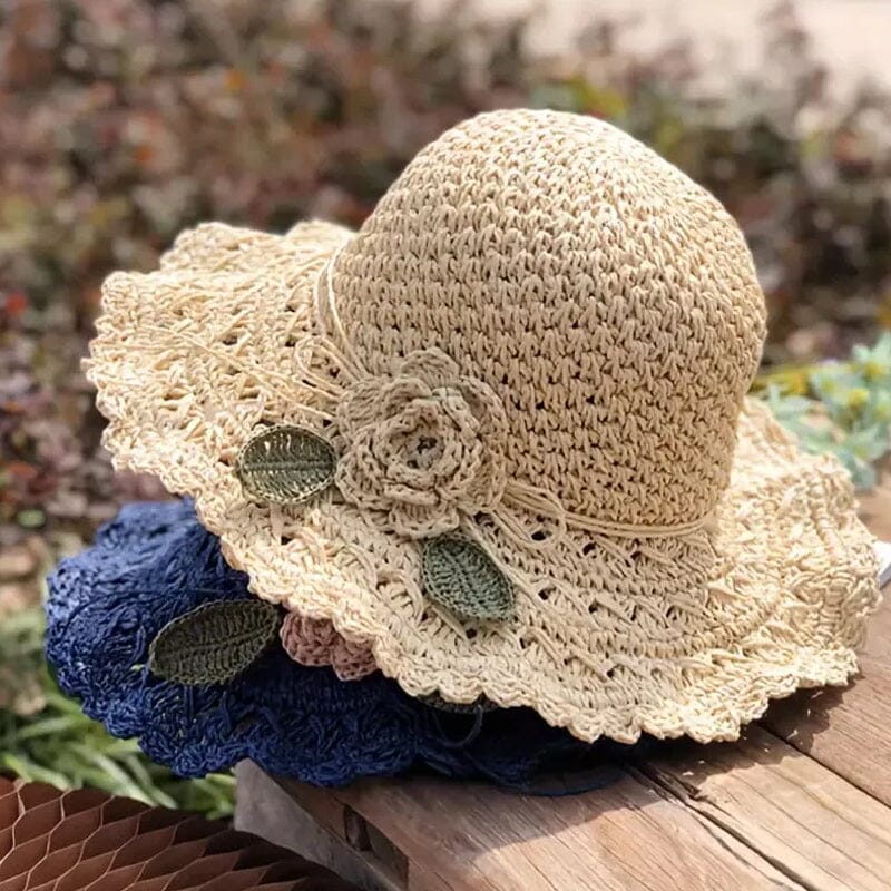 👒Élégant chapeau de paille au crochet avec détails à volants