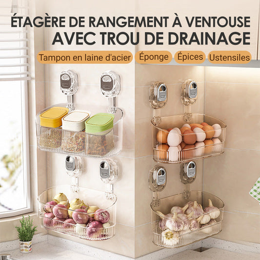 Support de rangement à ventouses avec trou de drainage