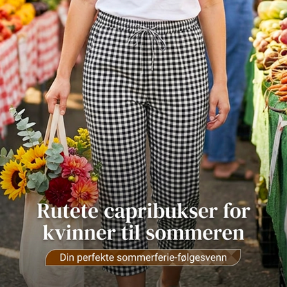 Pantalon capri à carreaux d'été pour femme