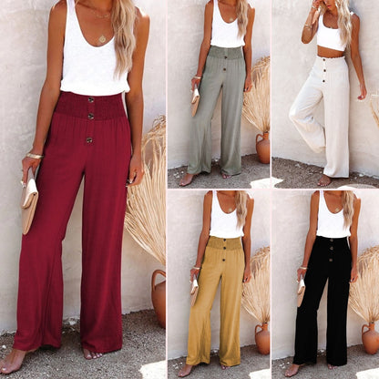 🌸2 Pièces livraison gratuite🌸2023 Hot Sale Leinenmischung High Rise Smocked Pants