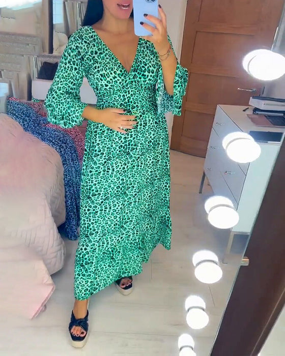🔥VENTE DU DERNIER JOUR 50% DE RÉDUCTION🔥 Robe enveloppante en coton à motif léopard pour femme