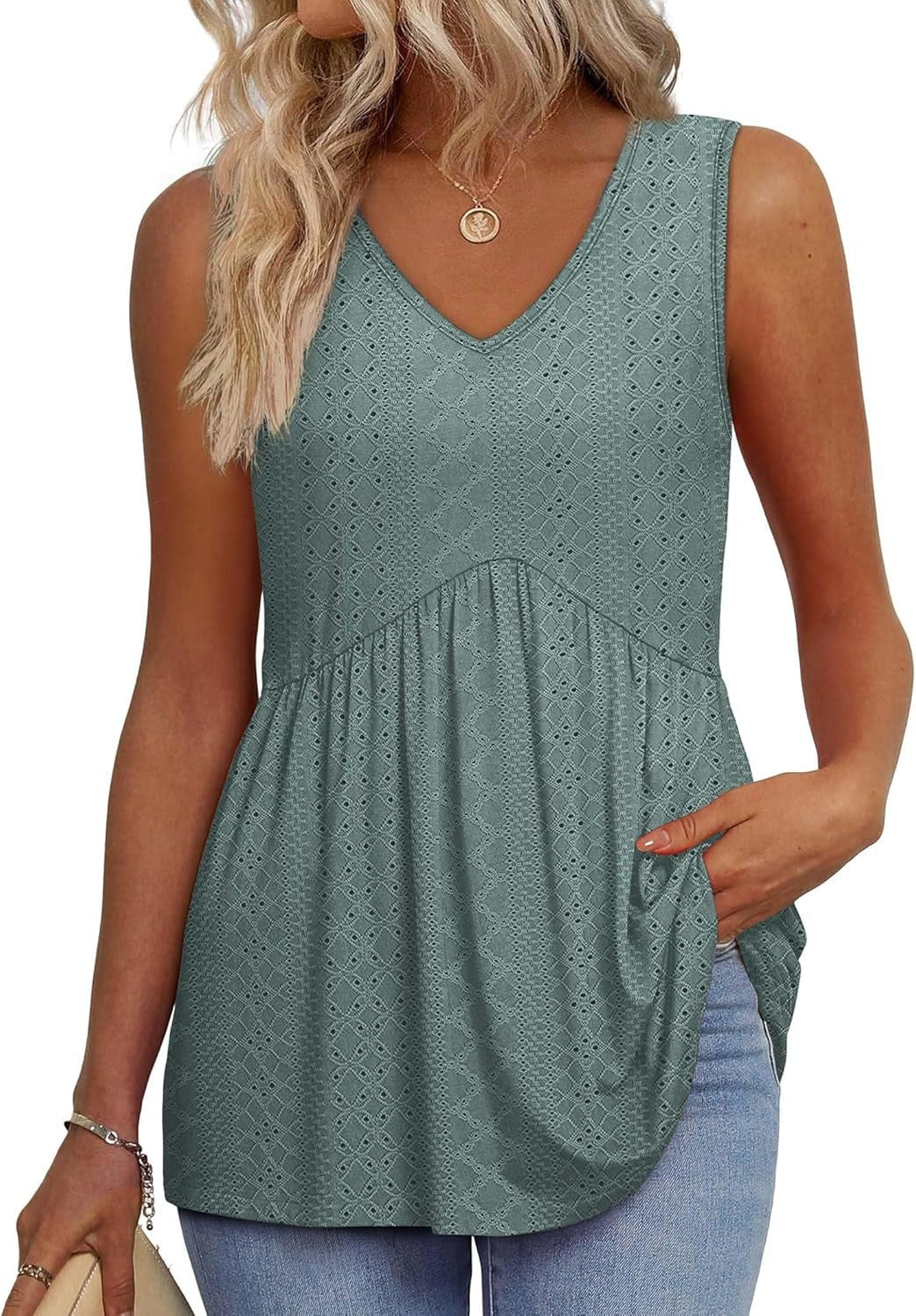 💜✨ DERNIER JOUR -50% ! Haut Femme sans Manches Col en V & Bas Bouffant – Imprimé, Tissu Polyester Léger, 6 Motifs, Taille S-2XL, Parfait pour Garden-Party & Quotidien 🌿