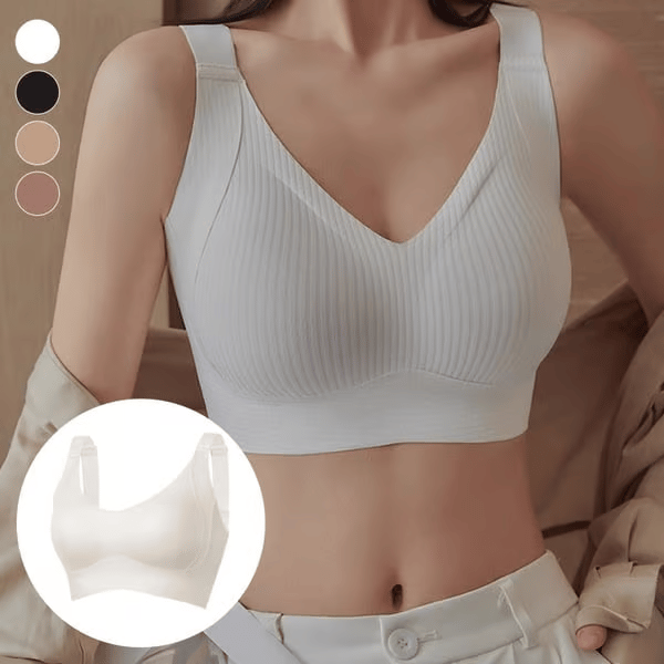 🎁Achetez 1 et obtenez 3 paquets💕Soutien-gorge push-up côtelé pour femmes, réglable et sans fil