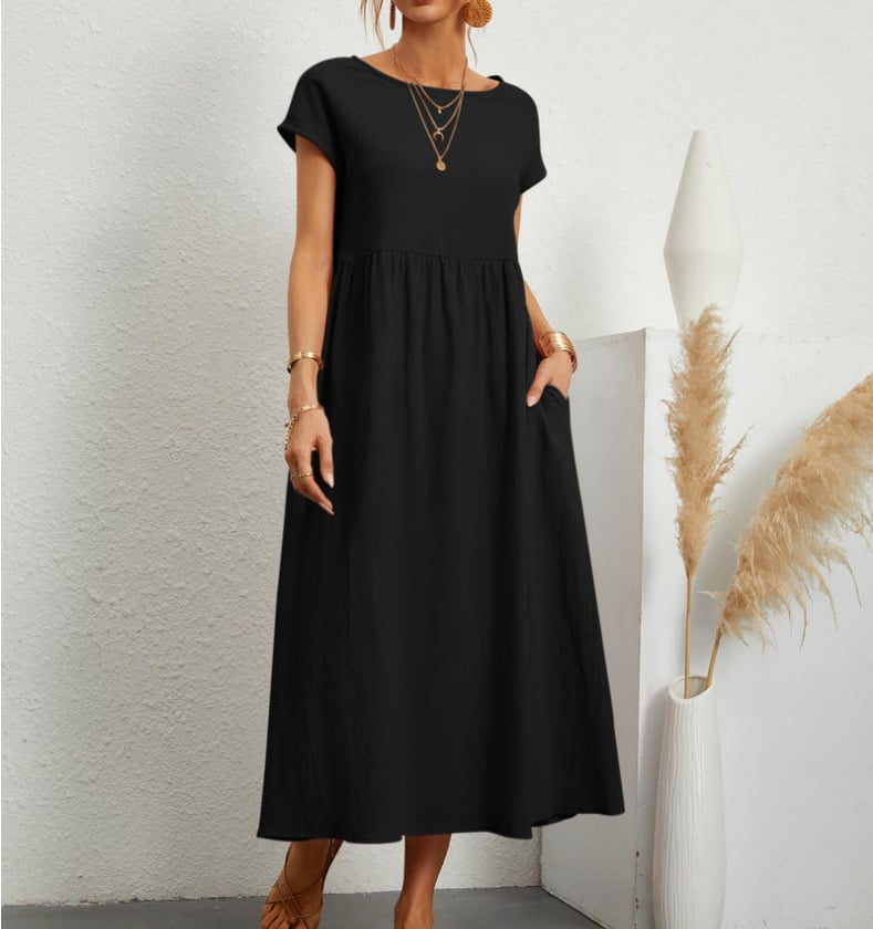 🔥ACHETEZ 2 ET OBTENEZ 8% DE RÉDUCTION💝Robe en coton sans manches à poches de couleur unie