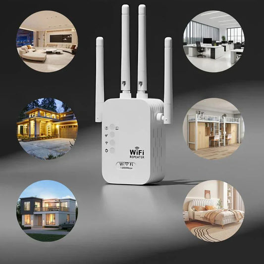 🔥 Extenseur WiFi 2025,1200Mbps Booster de signal à double bande (5GHz/2.4GHz), couvre 10 000 pieds carrés et 50 appareils, répéteur avec port Ethernet pour la maison