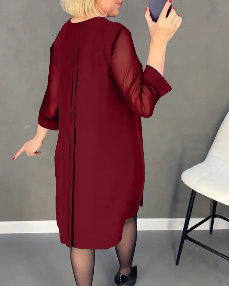 💃Nouvelle robe droite à manches moyennes