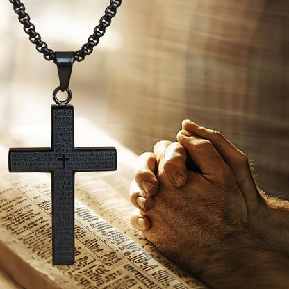 Collier Croix avec la Prière du Seigneur