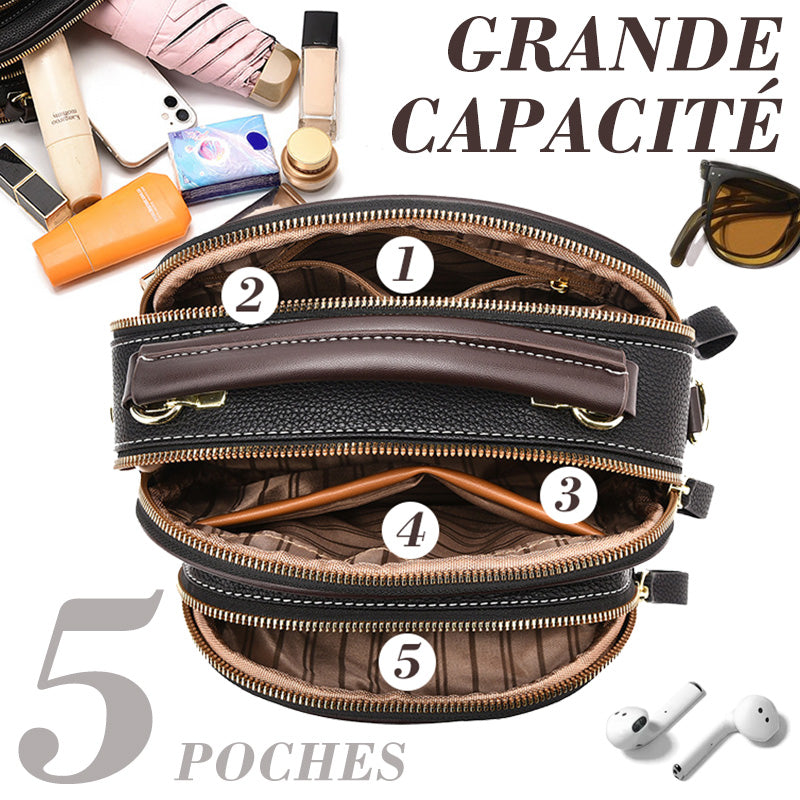 💝compartiment classique multifonctionnel bandoulière large réglable sac en cuir PU✨