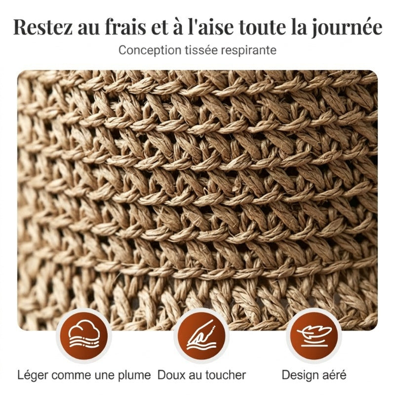 👒✨50 % de réduction🔥Chapeau de soleil élégant en paille tressée avec un nœud