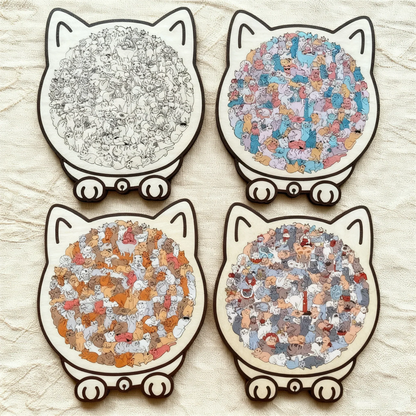🎅Soldes de Noël 50% de réduction🐱Puzzle en bois représentant un chat aux couleurs Morandi, 135 pièces🎁