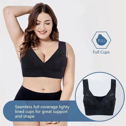 🔥Dernier jour Acheter 1 obtenir 2 gratuit🔥Grande taille Soutien-gorge en dentelle sans fil confortable et super extensible