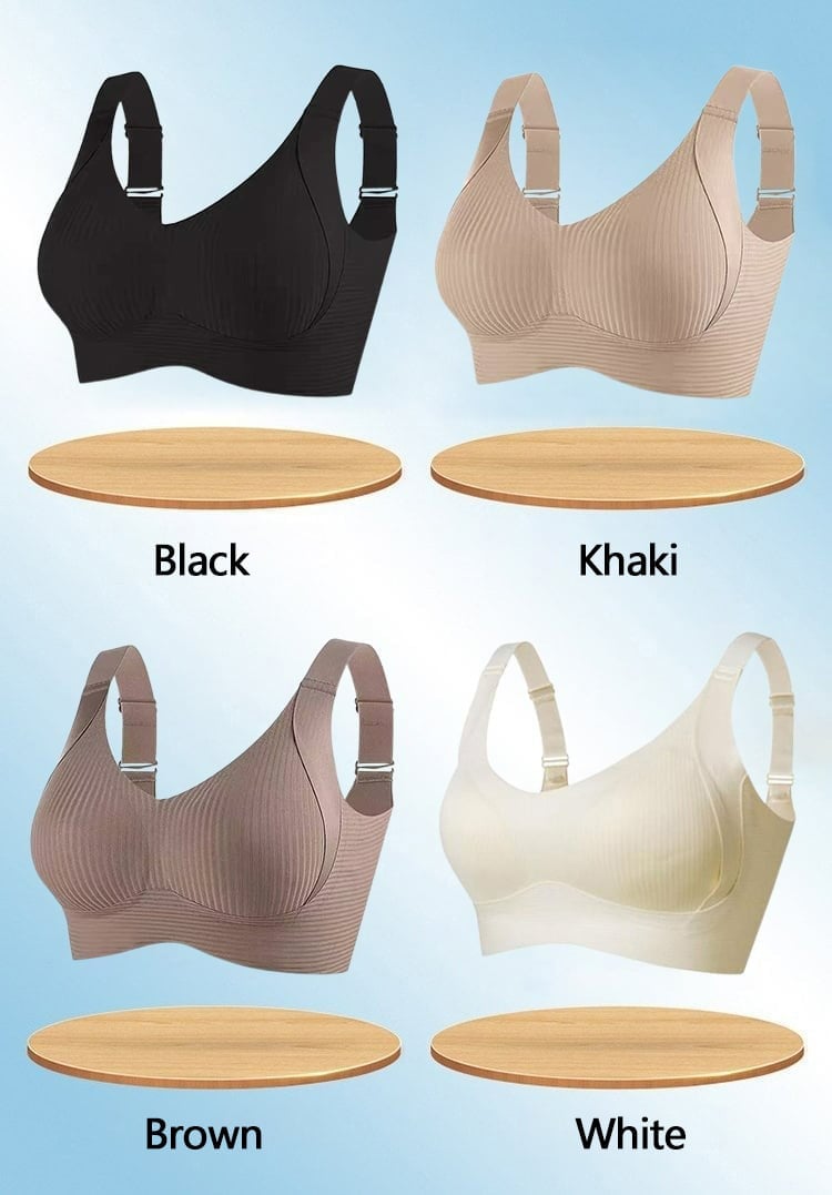 🎁Achetez 1 et obtenez 3 paquets💕Soutien-gorge push-up côtelé pour femmes, réglable et sans fil