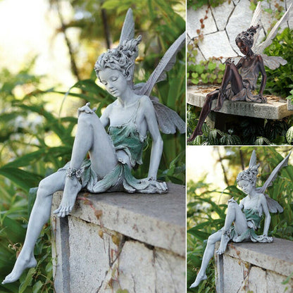 ✨Statue de jardin de fées assise🍁Bénédiction des elfes sur le jardin