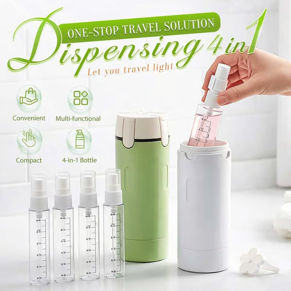 ✨50 % DE RÉDUCTION !!🧴Flacons distributeurs rechargeables 4 en 1 pour le voyage – Compact, étanche & ultra-pratique