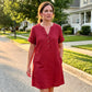 Robe Tunique Femme Décontractée à Col V avec Poches