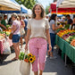 Pantalon capri à carreaux d'été pour femme