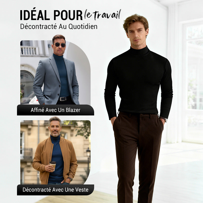 👕42% DE RÉDUCTION ! ✨ T-shirt Homme à Col Montant - Coupe Adjustable et Tissu Respirant, Idéal pour Sport ou Quotidien 🏃‍♂️