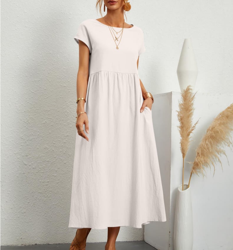 🔥ACHETEZ 2 ET OBTENEZ 8% DE RÉDUCTION💝Robe en coton sans manches à poches de couleur unie