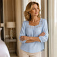 Blouse pour femme à col carré en dentelle et crochet