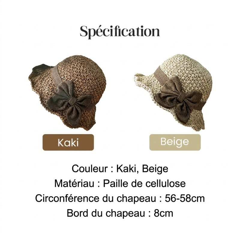 👒✨50 % de réduction🔥Chapeau de soleil élégant en paille tressée avec un nœud