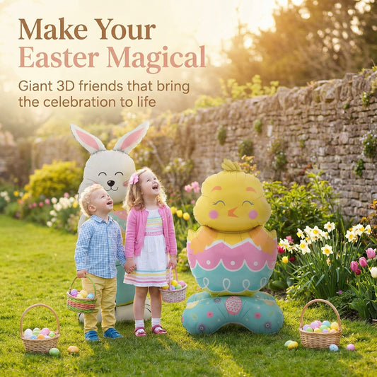 🐰 61% DE RÉDUCTION ! 🎉 Ballons 3D sur Pied pour Pâques – Géants Lapin/Carotte/Poussin/Œuf – Décoration Festive, Gonflage à l'Air & Parfait pour Enfants/Jardin 🌷