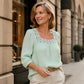 Blouse pour femme à col carré en dentelle et crochet