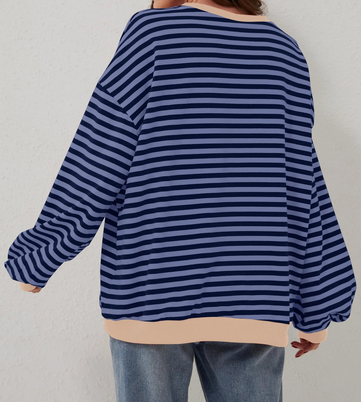 🔥49% de réduction😲 - T-shirt à manches longues et col rond rayé à la mode pour femmes