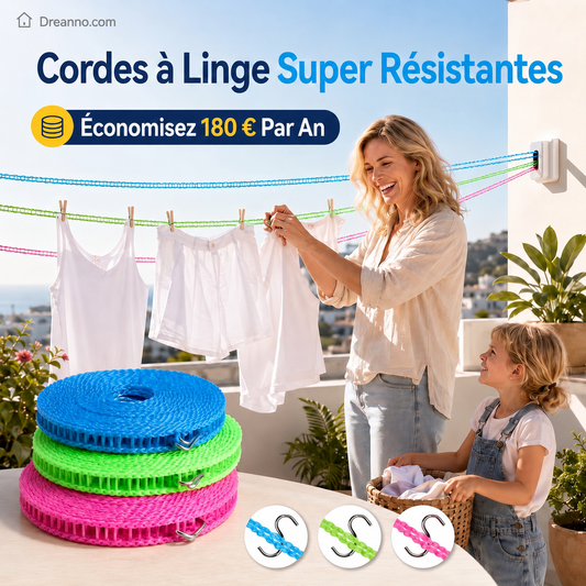 📢📢 ACHETEZ 1, OFFERT 1  !! ⏰🌬️ Corde à Linge Coupe-Vent & Antidérapante – Séchage Rapide, Accroche Sécurisée & Installation Facile ☀️
