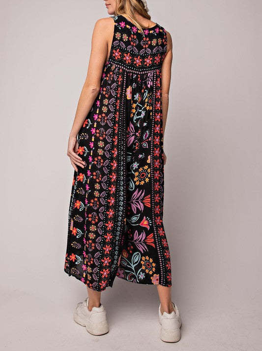 🔥Offres spéciales de printemps🌸Combinaison sans manches ample à imprimé vintage💃✨